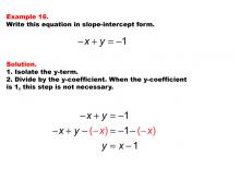 Math Example--Linear Function Concepts--Linear Equations in Standard Form: Example 16