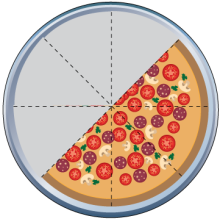 Math Clip Art--Equivalent Fractions Pizza Slices--Four Eighths A