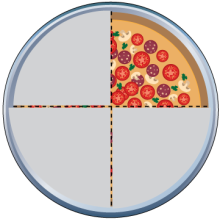 Math Clip Art--Equivalent Fractions Pizza Slices--One Fourth D