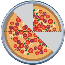 Math Clip Art--Equivalent Fractions Pizza Slices--Six Eighths C