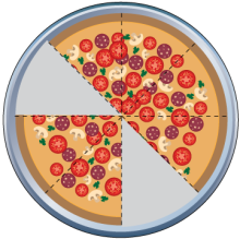 Math Clip Art--Equivalent Fractions Pizza Slices--Six Eighths D
