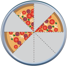 Math Clip Art--Equivalent Fractions Pizza Slices--Three Eighths D