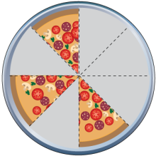 Math Clip Art--Equivalent Fractions Pizza Slices--Three Eighths F