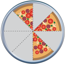 Math Clip Art--Equivalent Fractions Pizza Slices--Three Eighths B