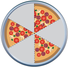 Math Clip Art--Equivalent Fractions Pizza Slices--Three Sixths E