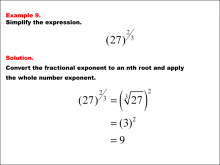 Math Example--Exponential Concepts--Rational Exponents--Example 9