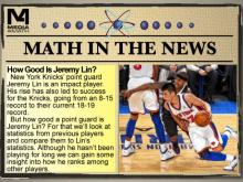 Math in the News: Issue 48--How Good Is Jeremy Lin?