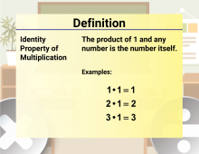 Math Video Definition 24--Multiplication and Division Concepts--Identity Property of Multiplication