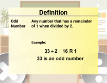 Math Video Definition 39--Multiplication and Division Concepts--Odd Number