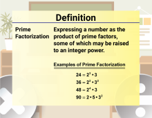 Math Video Definition 44--Multiplication and Division Concepts--Prime Factorization