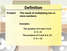 Math Video Definition 46--Multiplication and Division Concepts--Product