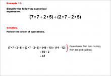 Math Example--Numerical Expressions--Order of Operations--Example 10