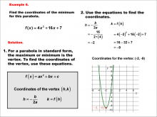 Math Example--Quadratics--Parabola Maximum and Minimum: Example 6
