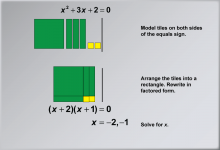Math Example: Solving Quadratic Equations with Algebra Tiles--Example 7