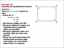 Math Example--Polygons--Quadrilateral Classification: Example 10