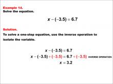 Math Example: Solving One-Step Equations: Example 14