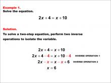 Math Example: Solving Two-Step Equations: Example 1