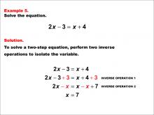 Math Example: Solving Two-Step Equations: Example 5