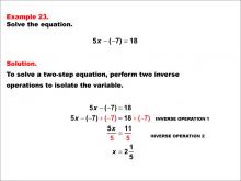 Math Example: Solving Two-Step Equations: Example 23