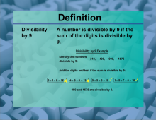 Video Definition 12--Primes and Composites--Divisibility Rule for 9