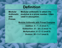 Video Definition 23--Primes and Composites--Modular Arithmetic with Primes