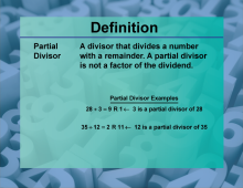 Video Definition 26--Primes and Composites--Partial Divisor